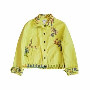 Cold Water Creek Chartreuse Yellow Embroidered Jacket - Size Small
